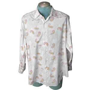 Men's Robert Graham Hendon Long Sleeve Shirt Multicolor Paisley Cotton Size 2XL